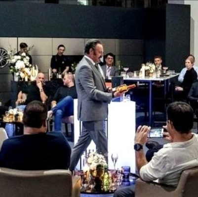 James presenting a Mercedes Benz